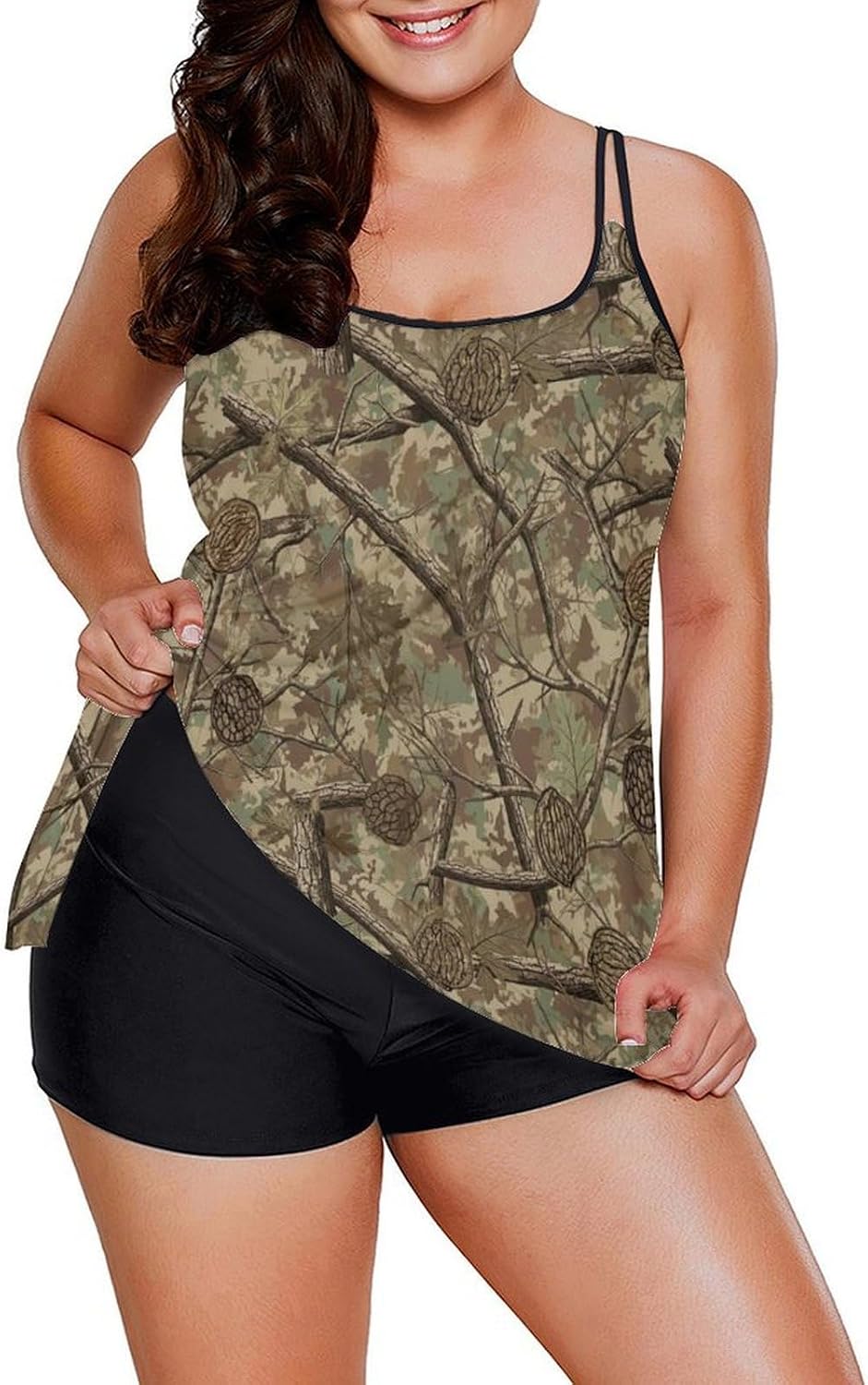 Women's Tankini Bathing Suits, Tummy Control 2 Piece Swimsuit with Tank Top and Shorts