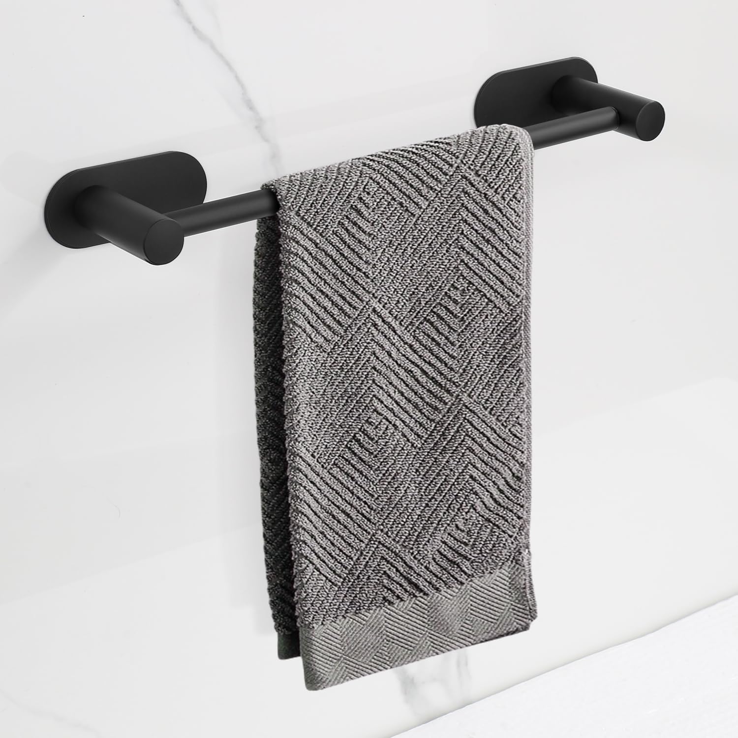 Drill-Free Bathroom Towel Racks, Stainless Steel Bathroom Towel Rack, Retractable 37cm to 57.5cm, Adhesive Towel Bar Bathroom for Kitchen and Bathroom, Towel Racks Bathroom, Easy to Assemble