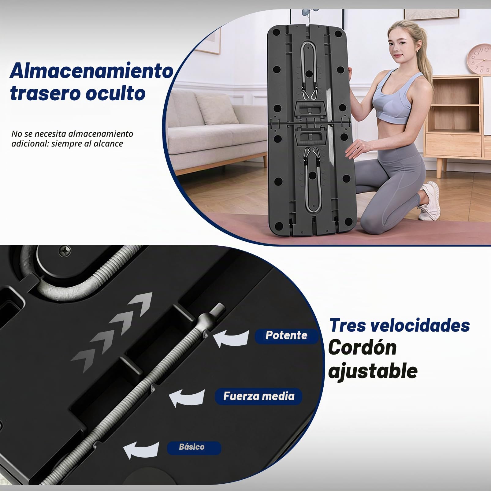 Tabla de Pilates en Casa,Pilates Reformer Multifuncional,Pilates Board | Maquina Abdominales Plegable,Cuerda de Tensión,Reformer Pilates Maquina con Push Up para Ejercicio en Casa
