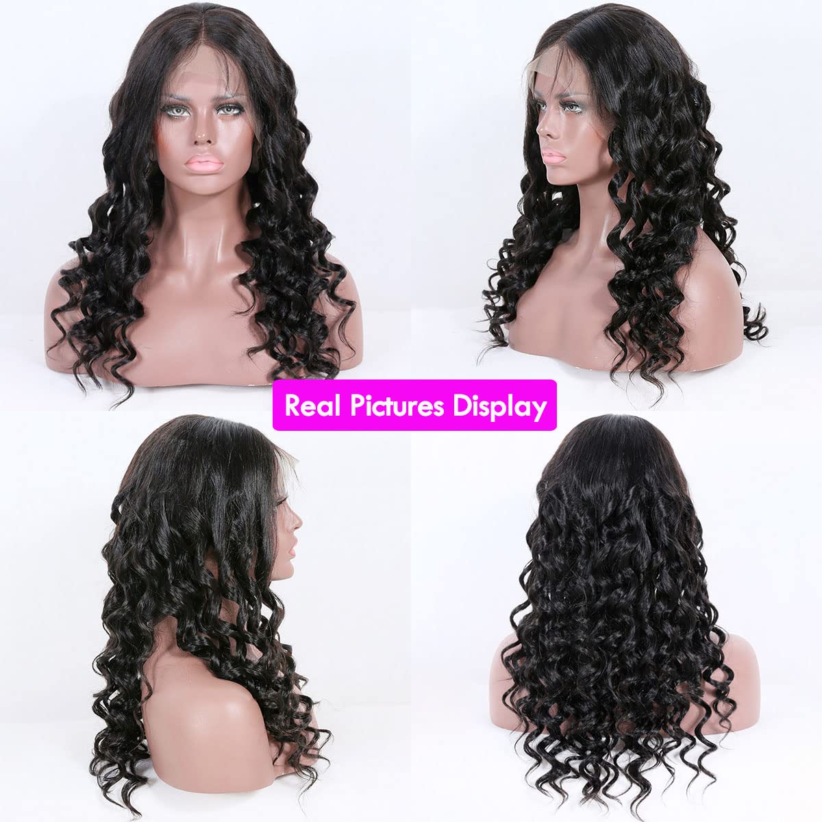 premier 360 Lace Wigs Human Hair Pre Plucked Bouncy Body Wave Long Human Hair Wigs for Women 150% Density, Brazilian Remy Human Hair 360 Lace Frontal Wigs 22 Inches Natural Color