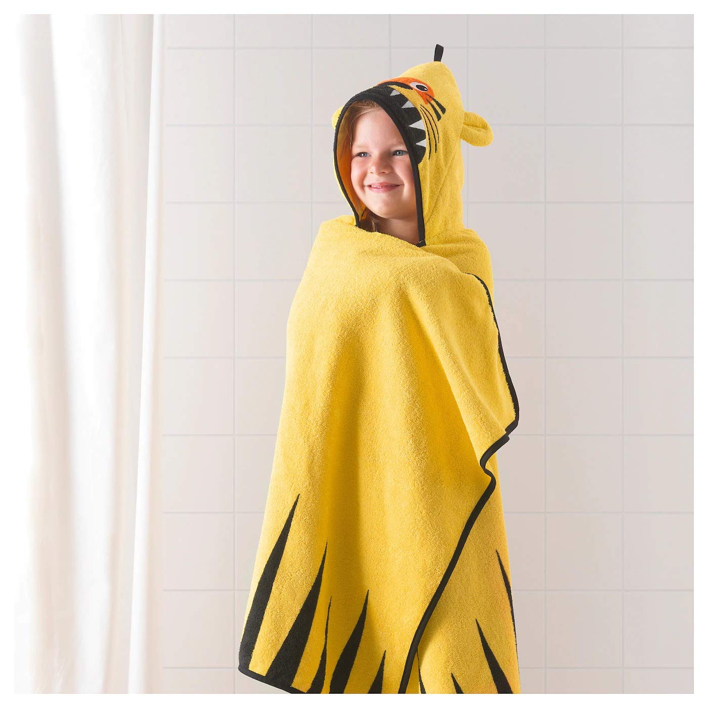 Toalla con capucha, diseño de tigre, color amarillo