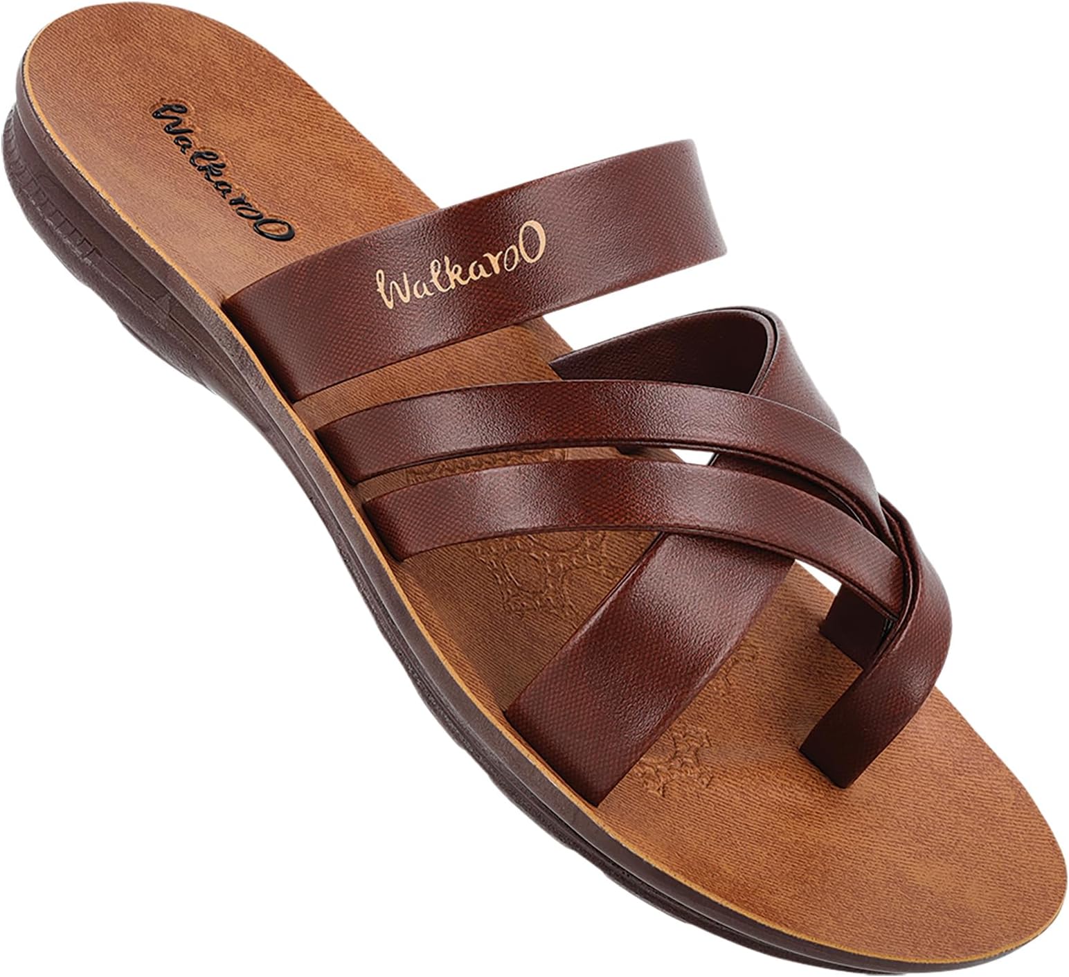 WALKAROO Men's Fashion Sandals with Toe Ring, Cross Straps and Lightweight - W5687
