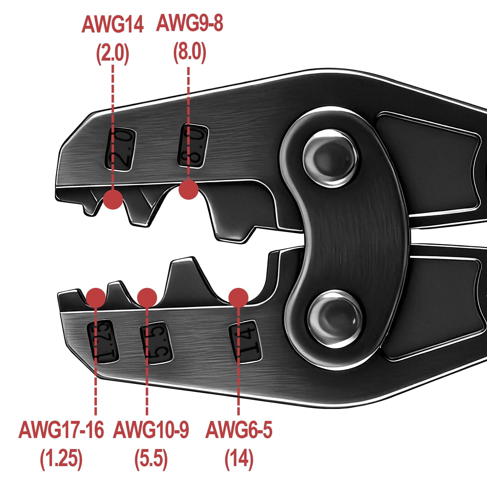 Heschen Narzędzie do zaciskania zacisków z grzechotką HS-16 do zacisków nieizolowanych 1,5-16 mm² (15-5AWG) (typ punktowy)
