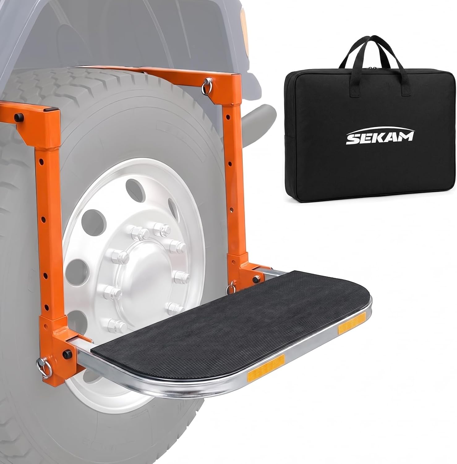 SEKAM Folding Tire Step for Trucks, SUVs & RVs, Adjustable Wheel Step