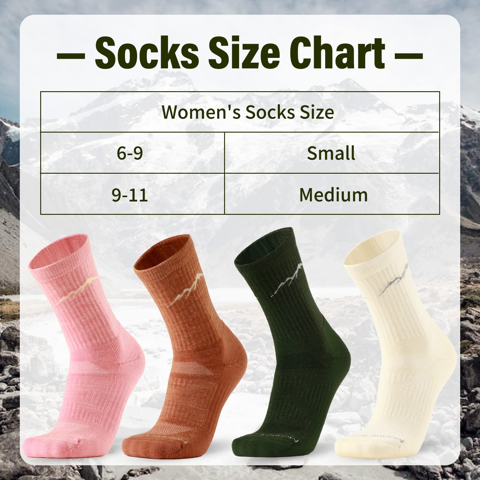 Merino Protect Chaussettes Merinos Femme Coussin Chaussettes Thermiques Randonnée Chasse Cyclisme Doux Chaudes Chaussettes