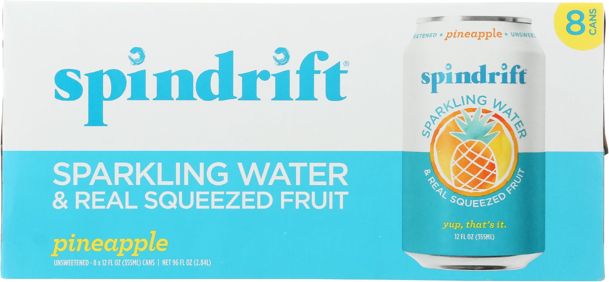 SPINDRIFT Pineapple Sparkling Water, 12 FZ (8 Count)