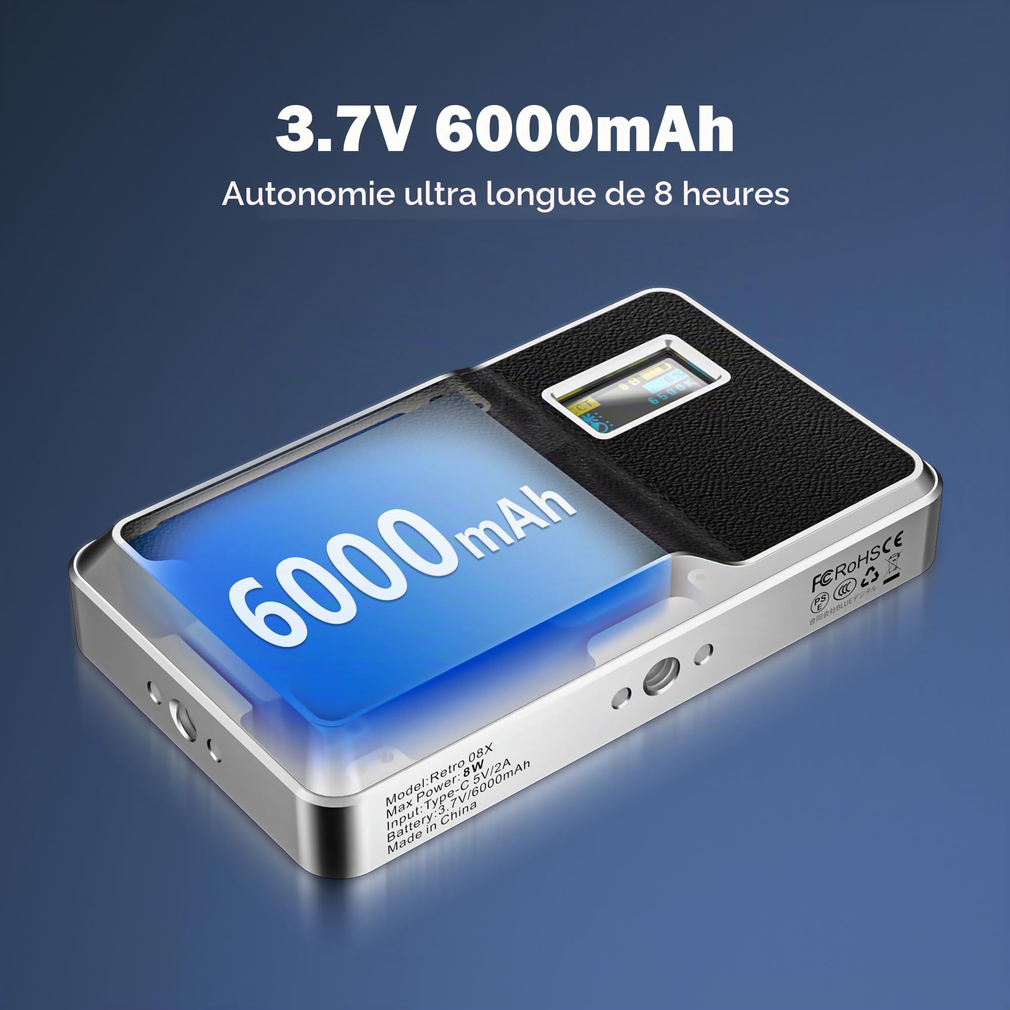 VILTROX 6000mAh lumière LED pour caméra, APP contrôle lumière vidéo RVB, RVB Portable pour Photographie, Panneau de lumière LED pour caméra pour Enregistrement vidéo (Retro 08X)