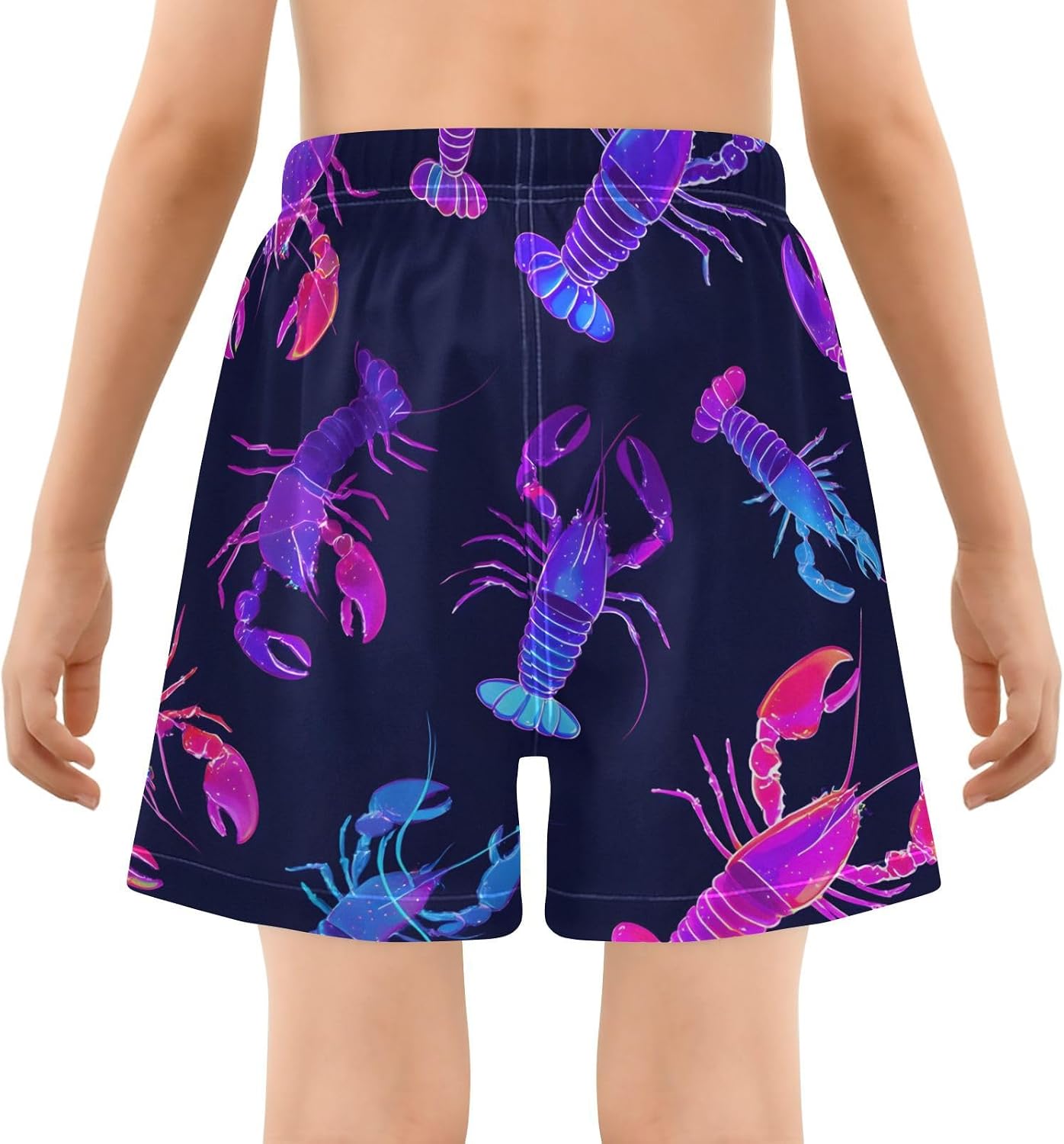 Boys Swim Trunks with Liner Chameleon Palm Leaves Boys Board Shorts Quick Dry