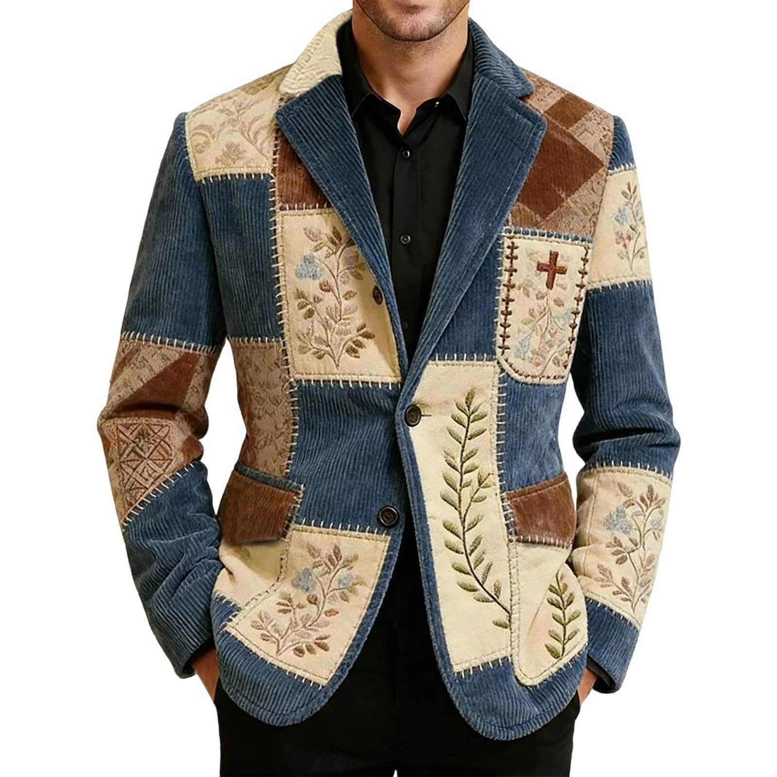 Blazer Hombre Chaqueta Americana Traje Estampado Geométrico Retro Western Casual Elegante con Solapa para Fiesta Ocio