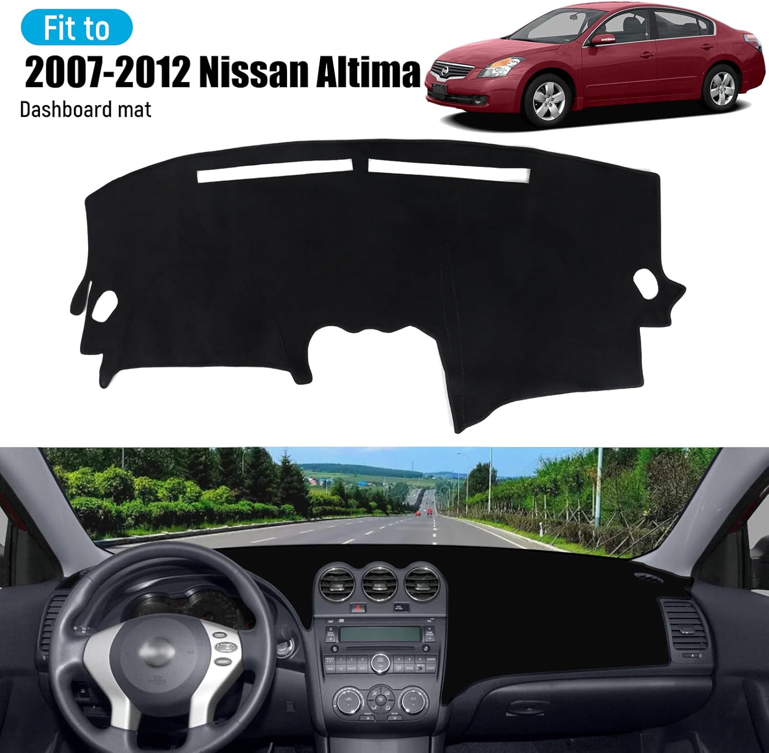 ZZEQYG Dash Cover for Nissan Altima 2007 2008 2009 2010 2011 2012 Accessories Flannel Dashboard Cover Dash Mat Center Console Cover Sunshield Protector Pad