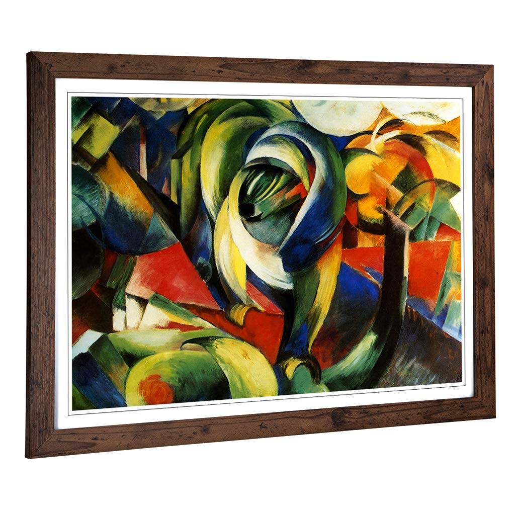 Big Box Art Framed Print of Franz Marc The Mandrill Design | Wall Art Picture | Home Decor for Kitchen, Living, Dining Room, Bedroom, Hallway, Office, Walnut, A2 / 24.5x18 Inch / 62x45cm