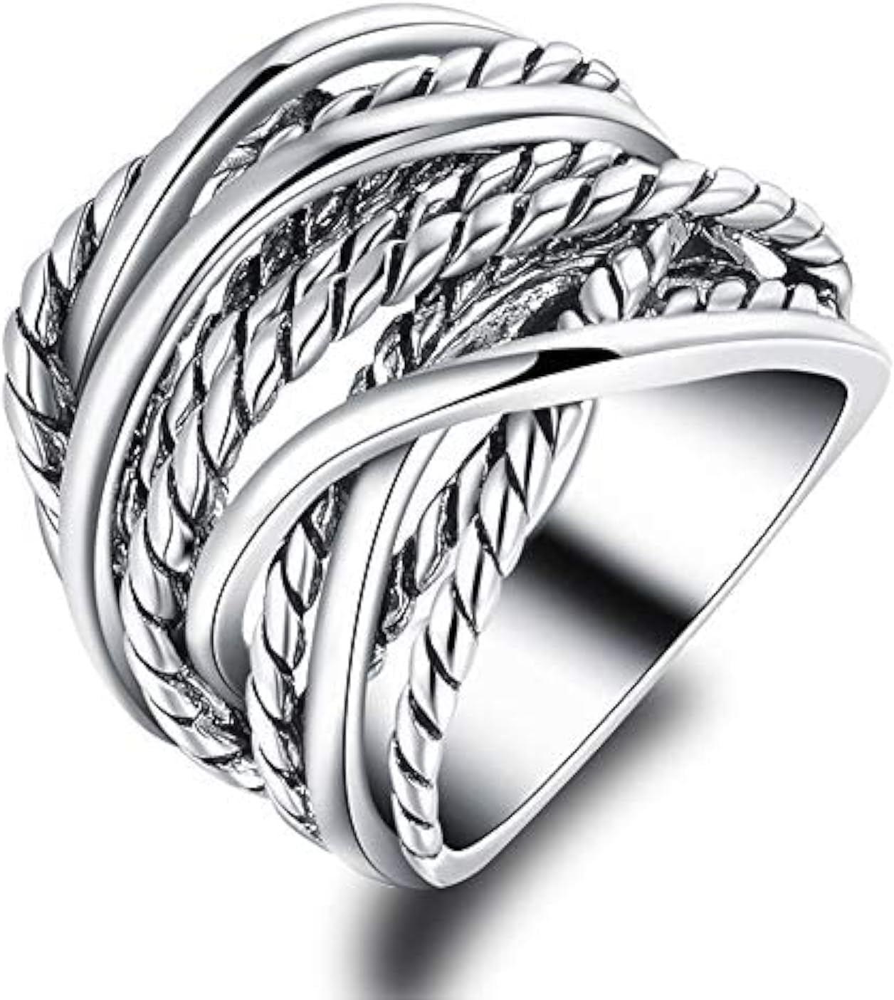 Mytys Gold Silver Personalised Ring for Women Wire Interwoven Design Rose Gold Band Ring