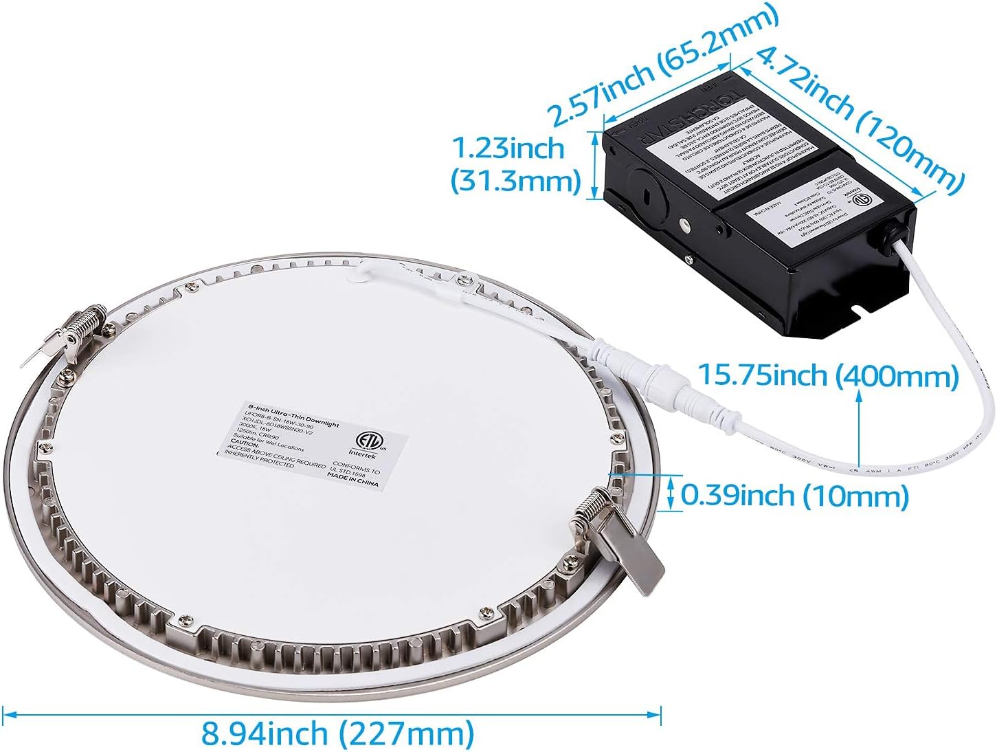 Holiday Deals 🛒 TORCHSTAR 8 Inch LED Recessed Lighting with J-Box E-Lite Series, Slim Panel Downlight Dimmable, 18W CRI90+, Satin Nickel, 5000K Daylight, ETL & Energy Star Listed, Pack of 6