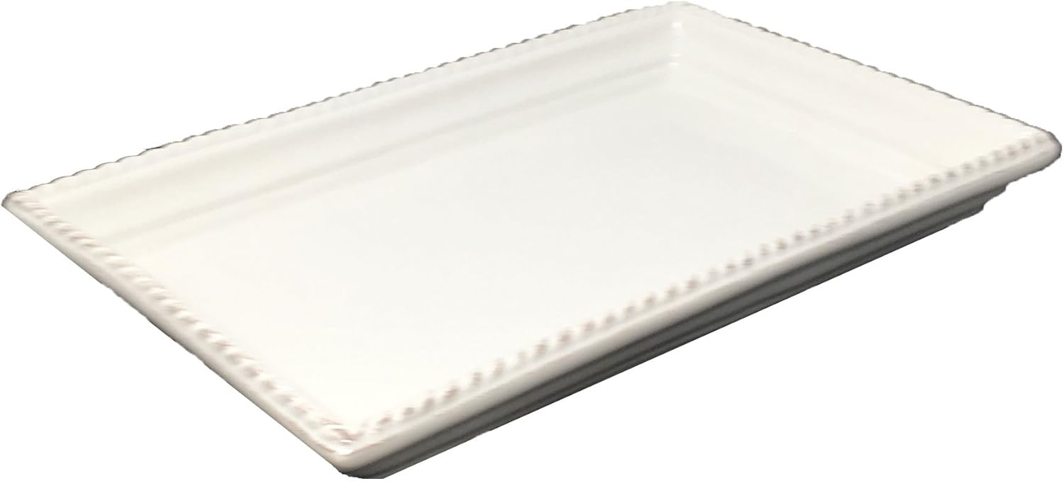 Boston International Ceramic Guest Towel Caddy, Antique White 9.25 x 6-Inches