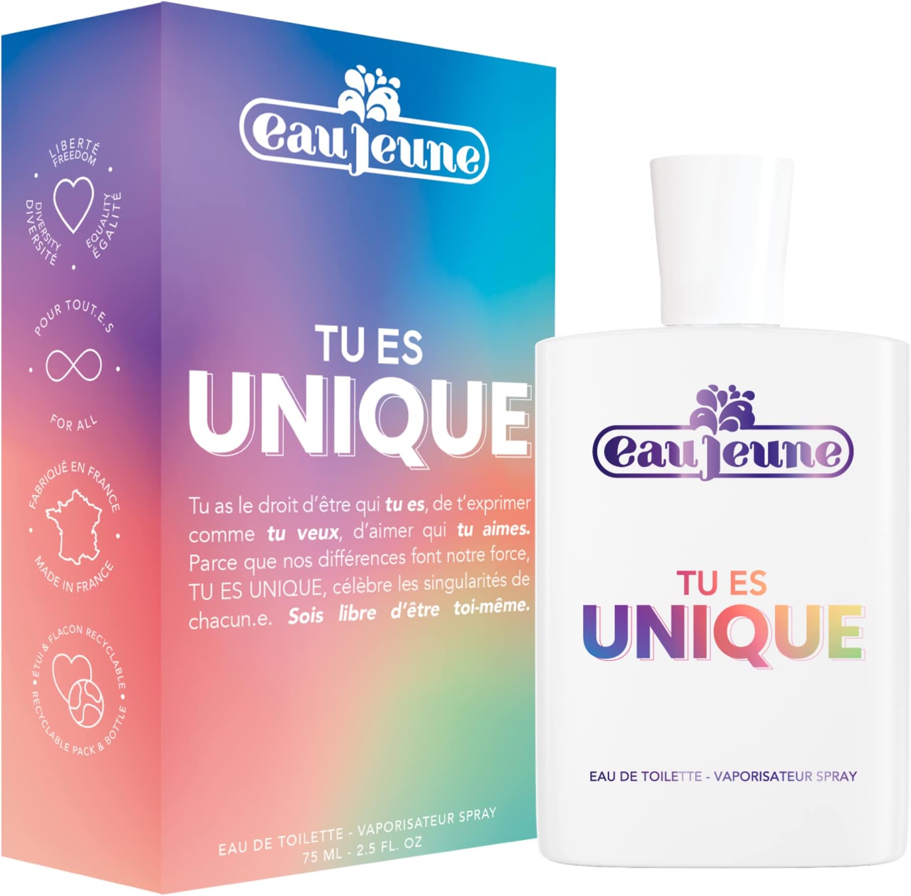 Eau Jeune Tu Es Unique Eau De Toilette 75ml Spray, Unisex Womens Perfumes, Fragrance for Women, Girls and Boys, Gifts For Teenage Girls and Boys - Genuine Eau Jeune Perfume for Women, Girls and Boys
