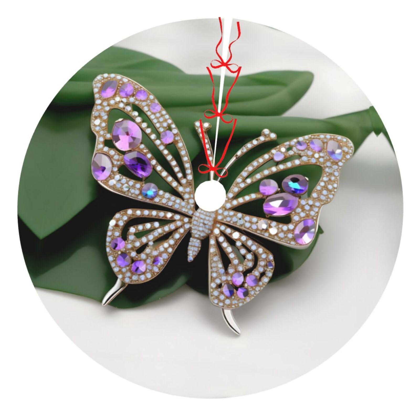 Jupe de sapin de Noël papillon strass tapis décoratif intérieur et extérieur pour fête