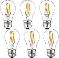 LiteHistory Dimmable E26 Vintage Edison LED Bulb 6W=60W A15 2700K Warm White 600LM Clear Glass Ceiling Fan Appliance Bulbs 6-Pack