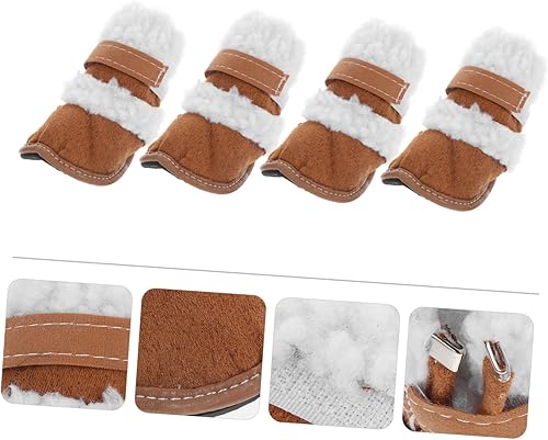 Miniatura 5 de POPETPOP 2 pares de botas de nieve para mascotas, protector de suela de zapato, guantes cálidos, accesorios para perros pequeños, guantes térmicos,
