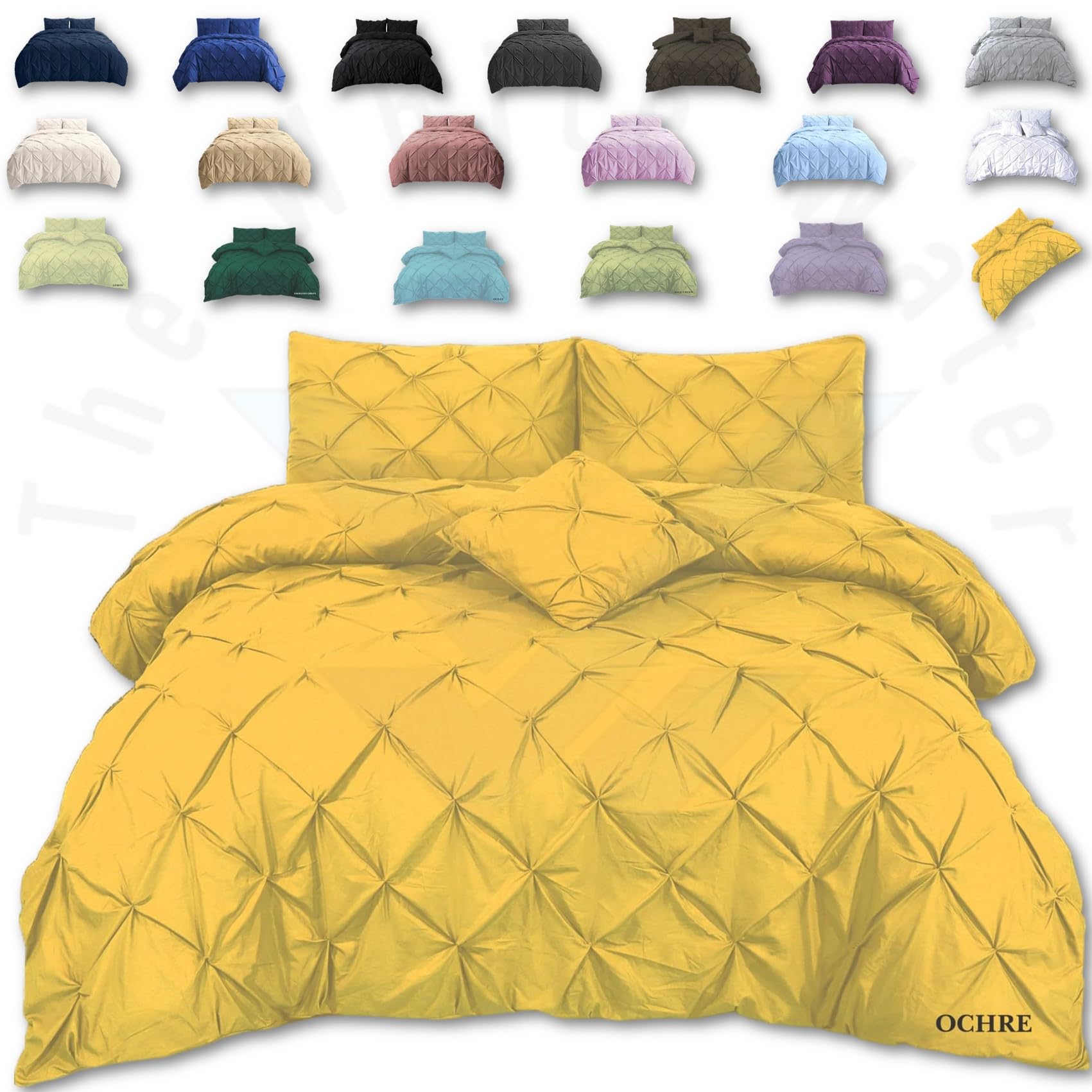 TheWhiteWater Duvet Set - 2in1 Single - Ochre Bedding Set - Duvet Cover + Matching Pillowcases - Cotton + Polyester - Polycotton Pintuck Cover (Ochre, 2in1 Pintuck - Single)