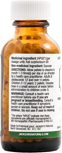 Miniatura 3 de Jackson's Sal celular #7 Kali sulph 6X (botella de 500 pellets) - Certificado vegano, sin lactosa Kali sulphuricum 6X
