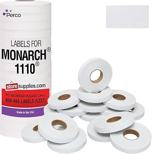 Etiquetas blancas de precios para pistola de precios Monarch 1110 Dieciséis rollos 17000 etiquetas de marca de precios