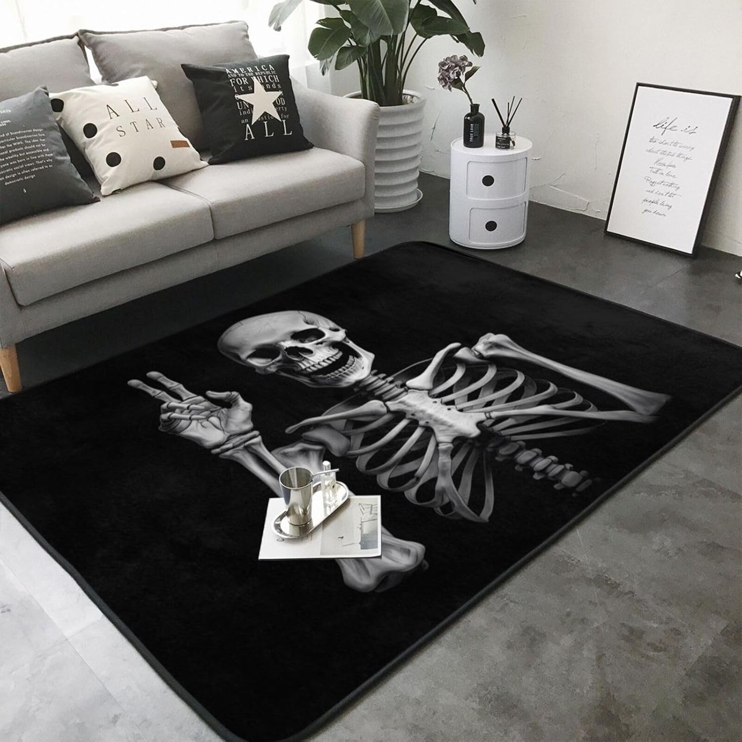 Pirates Flag Area Rugs 5x7 Feet for Bedroom Living Room, Non-Slip Area Mat 80x58 in for Office Kitchen Home Party Decor