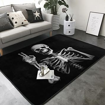 Pirates Flag Area Rugs 5x7 Feet for Bedroom Living Room, Non-Slip Area Mat 80x58 in for Office Kitchen Home Party Decor