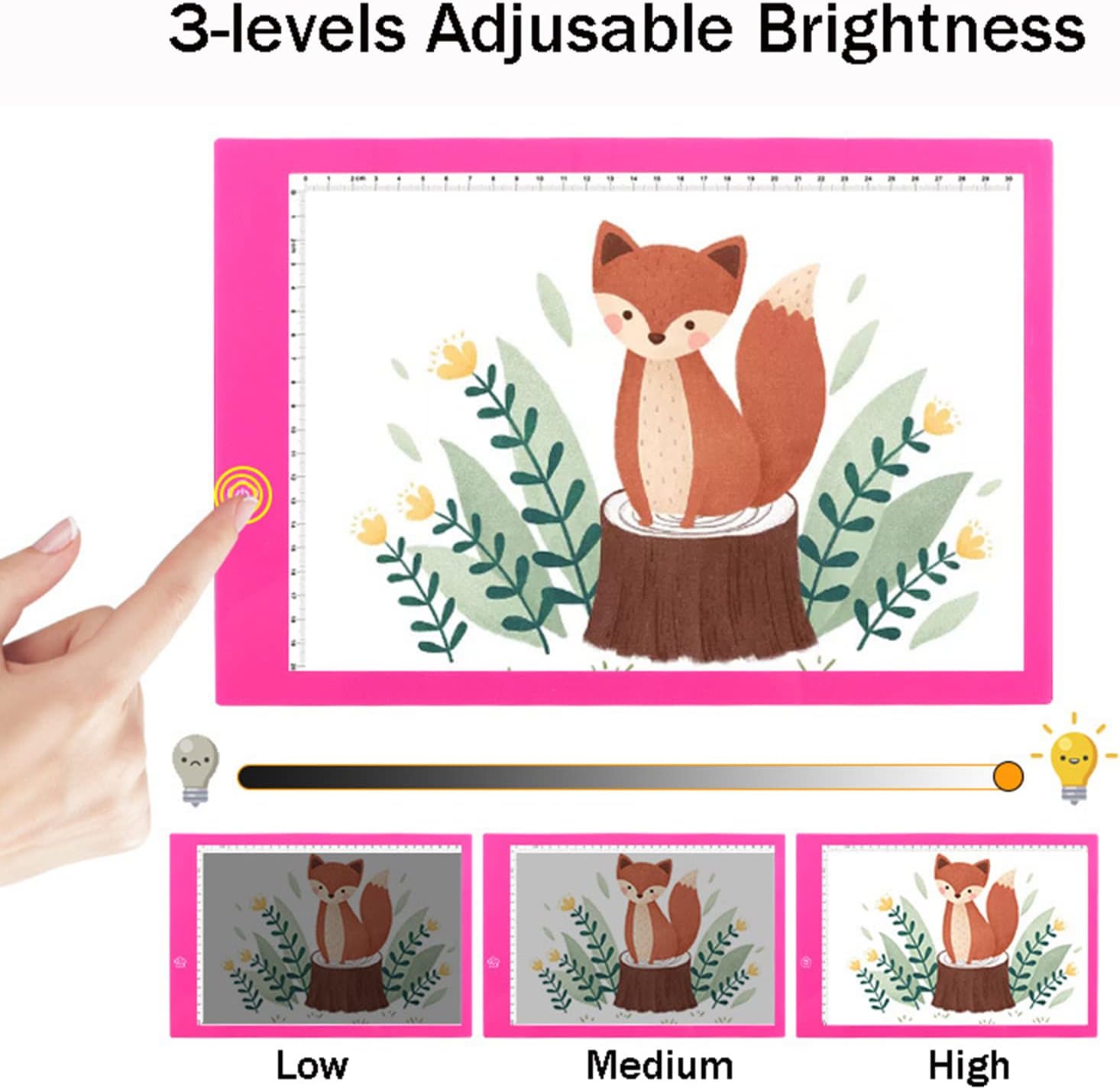 Enjoy Home R.S. A4 Light Box A4 LED Drawing Pad Pink Ultra Thin Portable Adjustable Brightness for Artists Drawing Sketching Animation