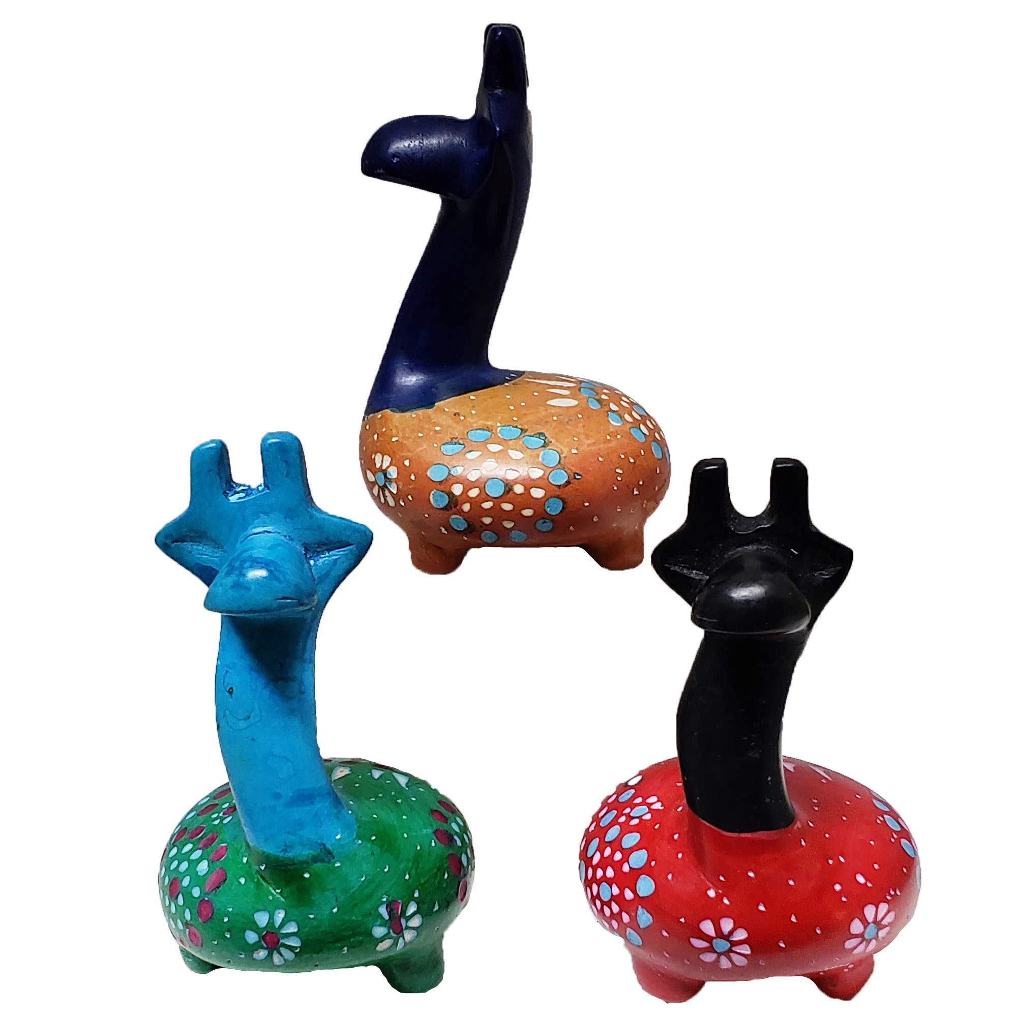 Set of 3: Chubby Assorted Animal(Hippo/Giraffe/Lion/Rhino) Designed with The Flower of Life Pattern. Handmade Out of All-Natural Soapstone (Giraffe)