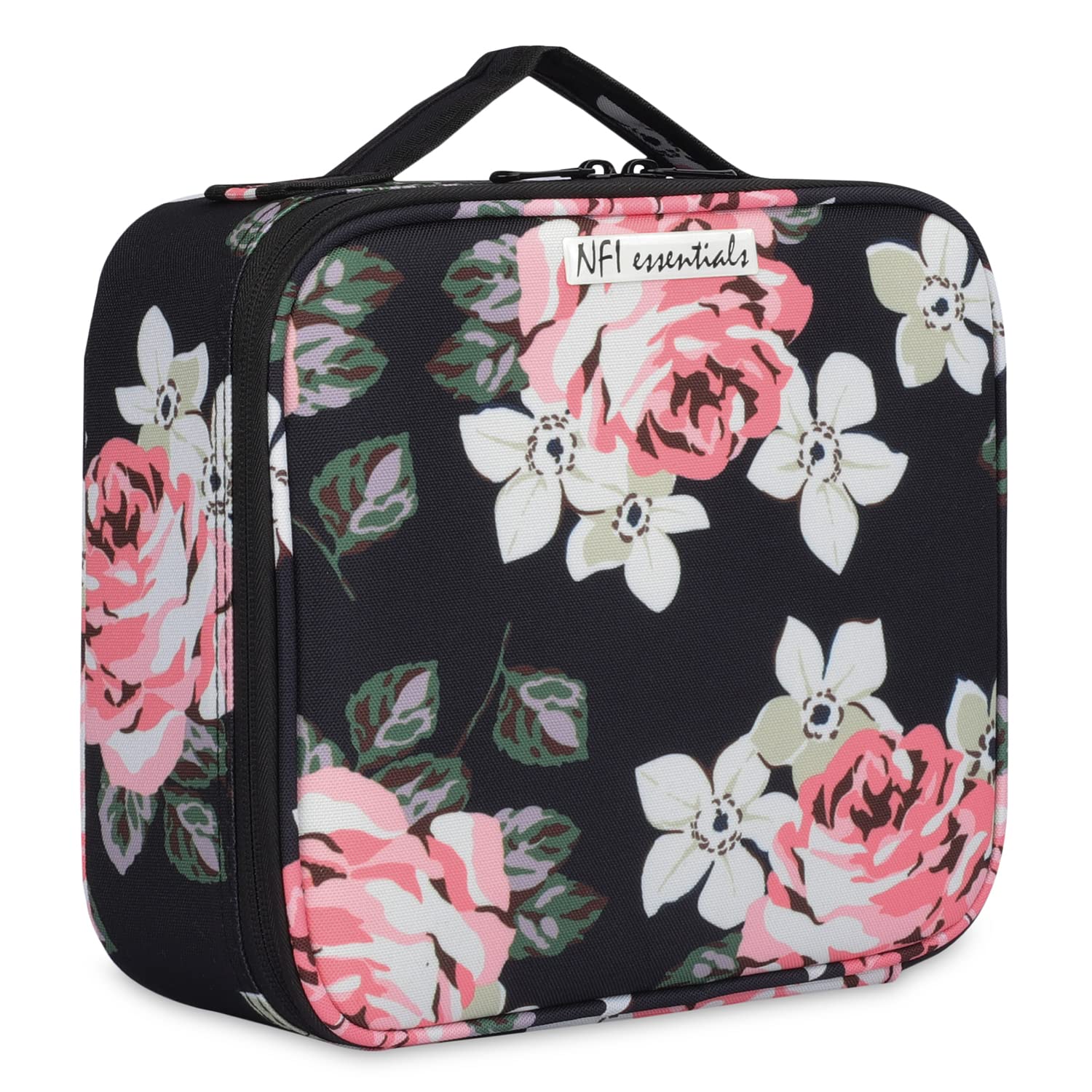 NFI essentials PU Print Makeup Box Cosmetic Makeup Kit Professional Storage Organizer Travel Toiletry Vanity Make Up Bag Beauty Case for Travel-image-0
