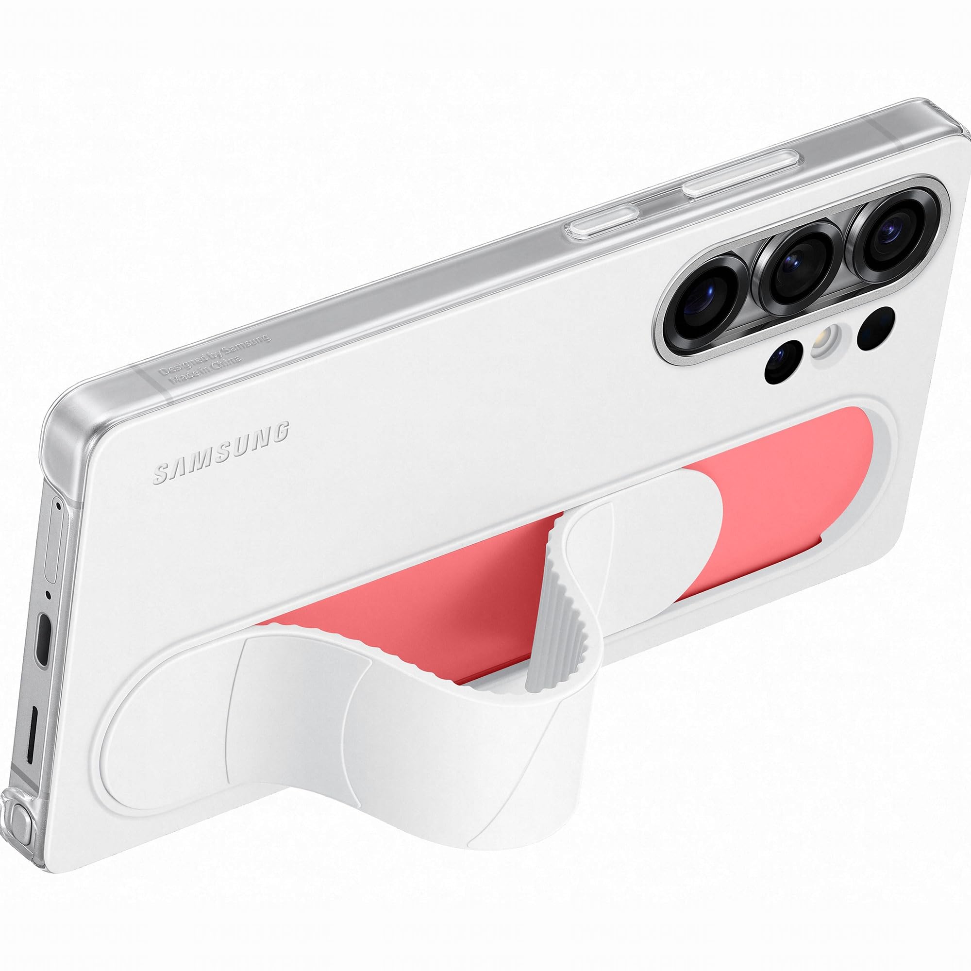 SAMSUNG Standing Grip Case cover con cinturino e funzione cavalletto per Galaxy S25 Ultra, White