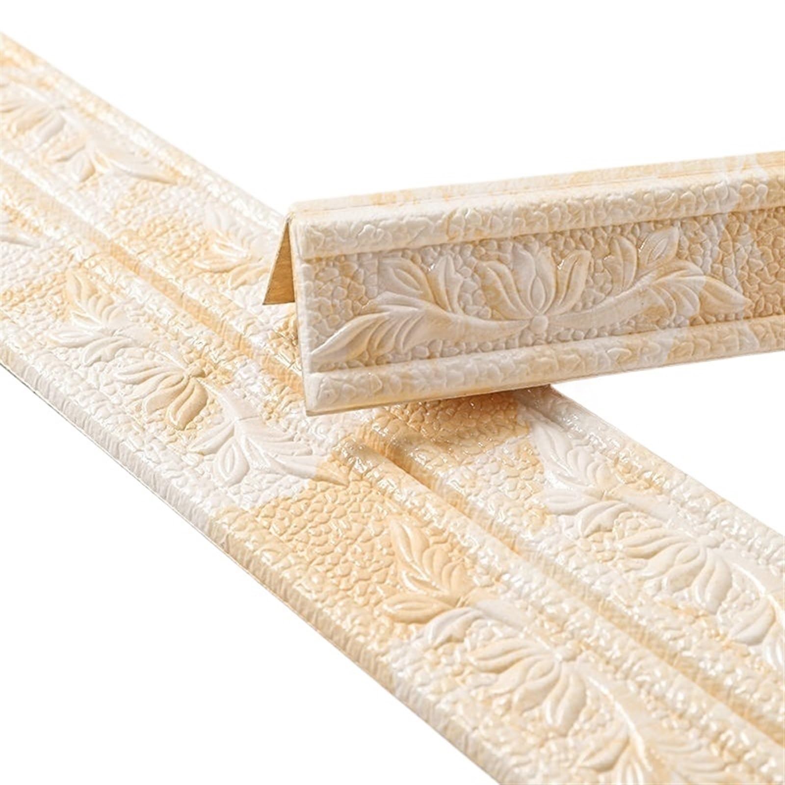 Yxinaer 05 Dado Rail Self Adhesive Foam Wall Edge Strip Sticker Self Adhesive Waterproof Baseboard Border Corner Waist Line Skirting Decor(05)