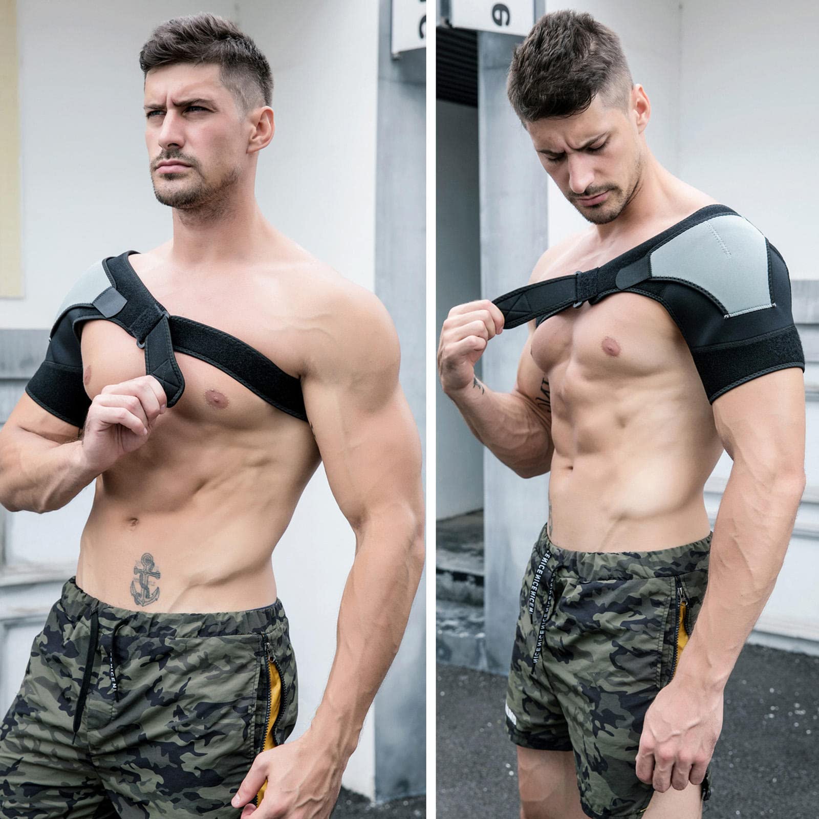HAPPYNA Supporto Tutore Spalla Regolabile, Supporto Spalla Compressione Tutore Spalla Uomo Donna Cuscinetto a Pressione, Lacrima del Labbro, Braccio Congelato, ollievo dal Dolore Muscolare