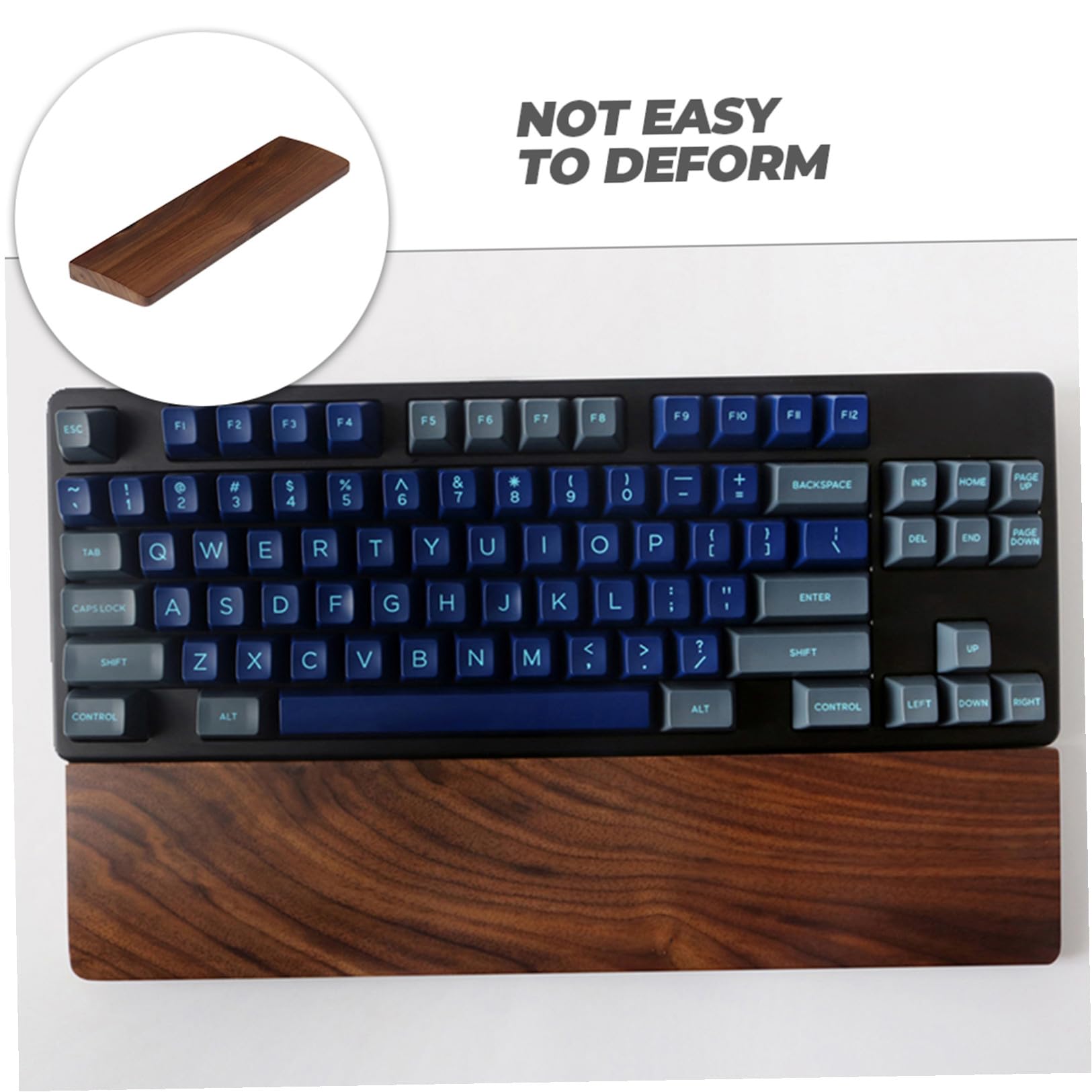 Walnuss Handgelenkauflage 300mm aus Massivholz für Homeoffice | Ergonomische Form, Kaffeefarbene Holzmaserung, Geeignet für Gaming und Tastatur Einsatz