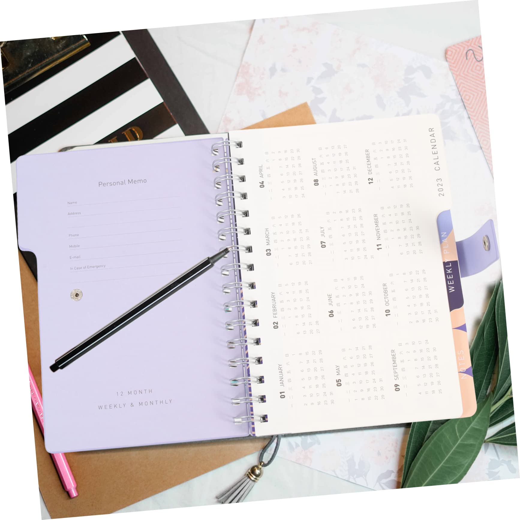 4 pezzi Calendario for appunti Giornaliero for la preparazione dei pasti giornalieri Quaderno a spirale con copertina rigida Calendari da scrivania Lavoro Blocco for appunti personale 2023 Quaderni az