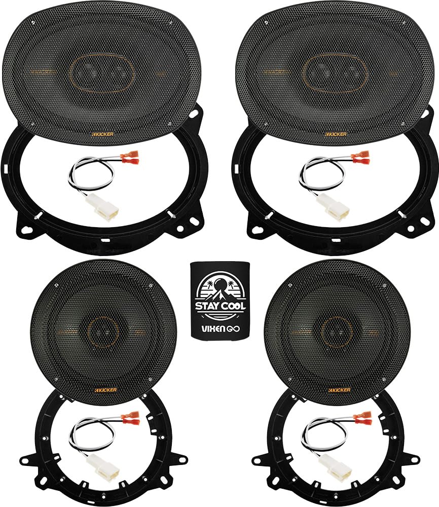 KICKER Speakers 6X9 & 6.5 inch for Subaru Crosstrek 2018-2024 Upgrade Kit - 2 Pairs of KS Series with Adapters and Harness, Car Audio Front & Rear Door Speaker 51KSC69304 & 51KSC6504