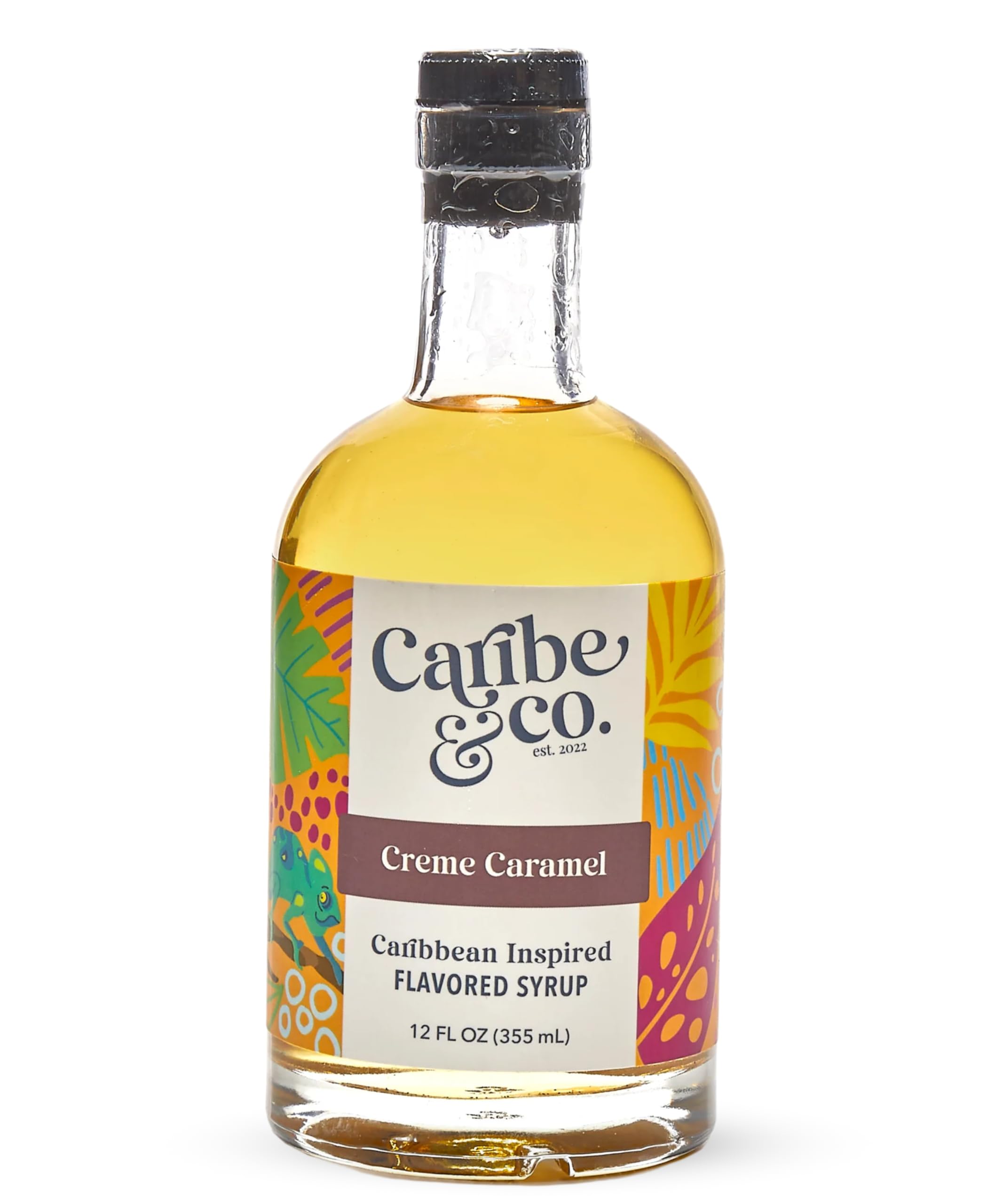Caribe & Co., Creme Caramel Flavored Syrup- All-Natural Coffee Syrup, Great for Cocktails, Mocktails, Lattes, Desserts, & More, No Artificial Flavors