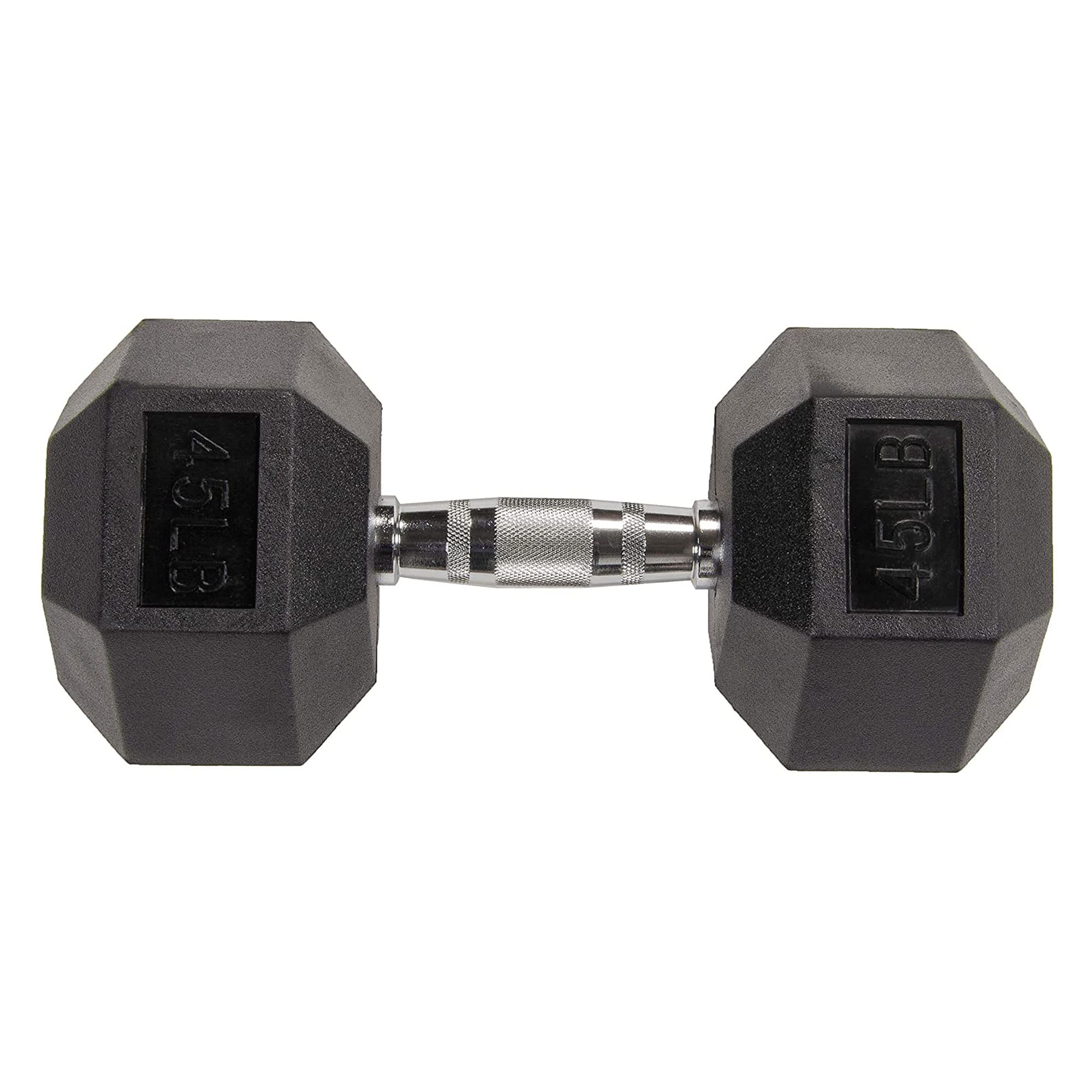 Fitvids Rubber Encased Hex Dumbbell, 45LB Single