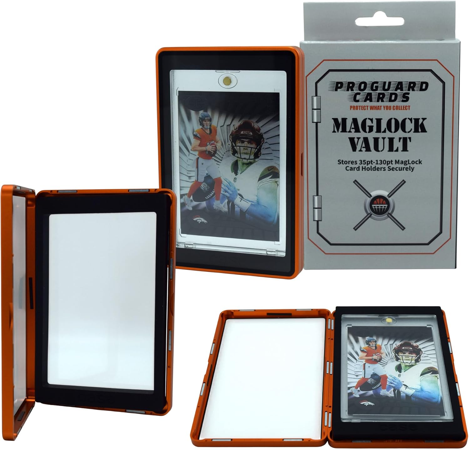MagLock Vault Outer Metal Case for 35pt - 130pt Magnetic card holders | One Touch (Orange)