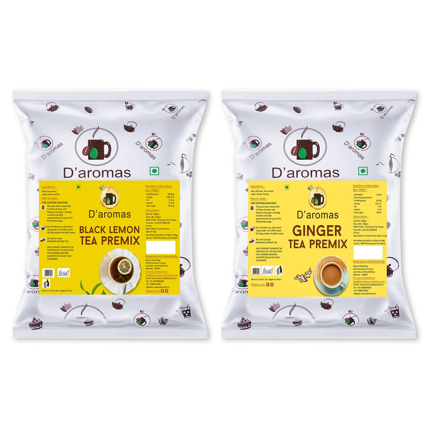 Daromas Black Lemon & Ginger Premix Tea Powder 500gx2, Instant Premix Tea Powder, Ready to Drink | Vending Machine Tea Powder (B0BLHJY685) Amazon Price History, Amazon Price Tracker