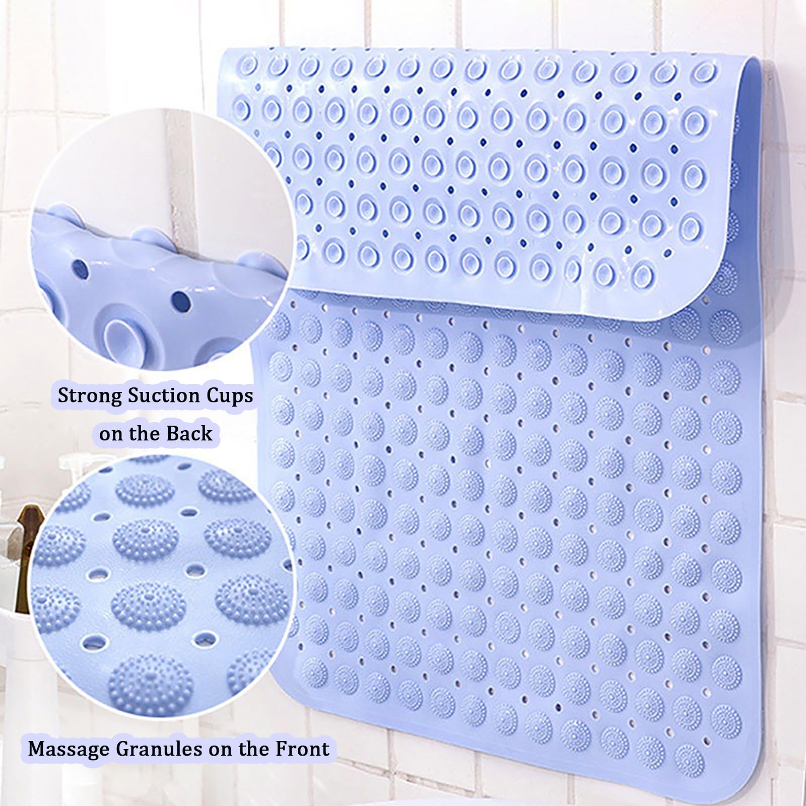 rutschfeste Badewanne mit Saugnäpfen, Weich Duschmatte rutschfest, Komfort Sicherheits Badewannenmatte mit Ablauflöchern, PVC Massage Duschmatten für Nassbereiche,I,57x88cm/22x35in