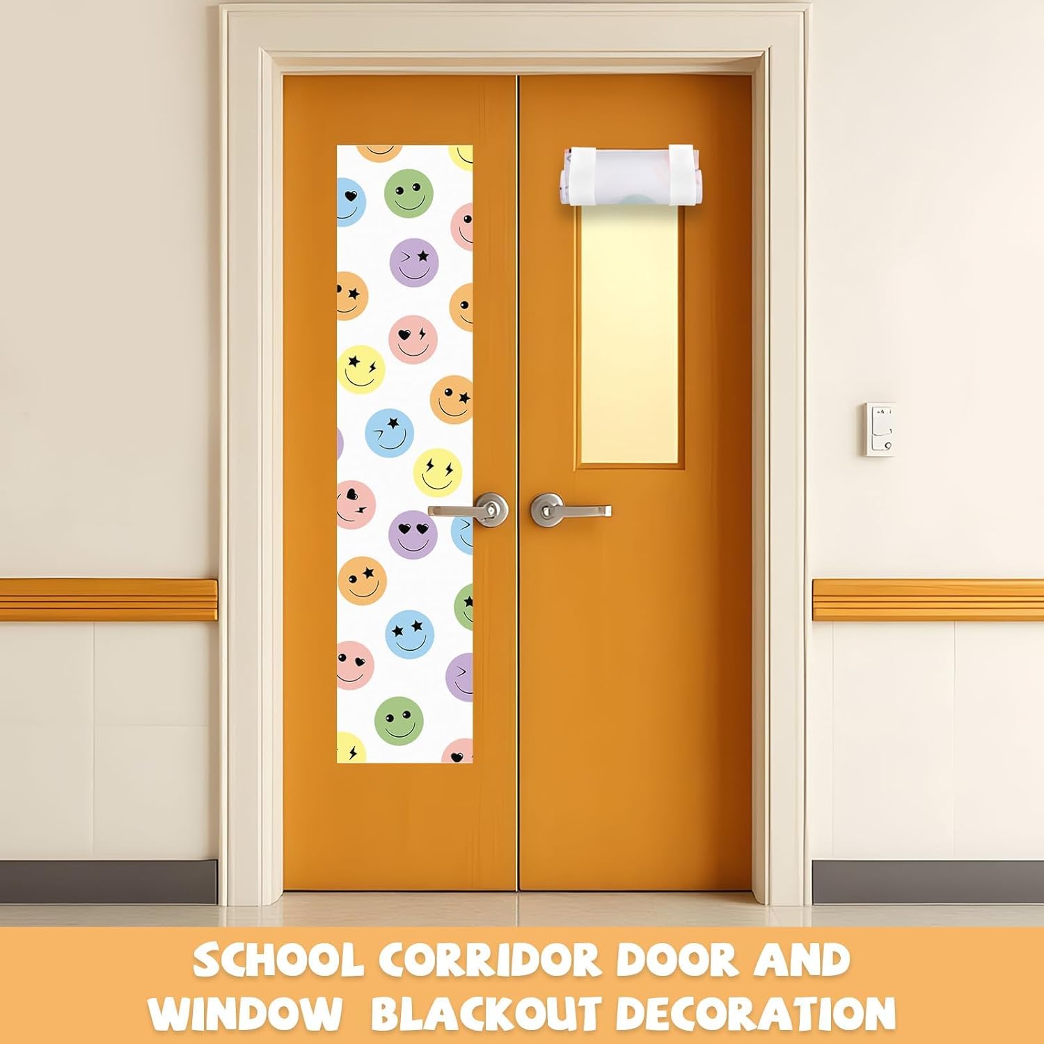 QOUBAI 2 Pcs Smile Classroom Curtains for Door Window Cover Decor Classroom Blackout Door Window Lockdown for Office Kindergarten Primary Back to School Teachers image 4
