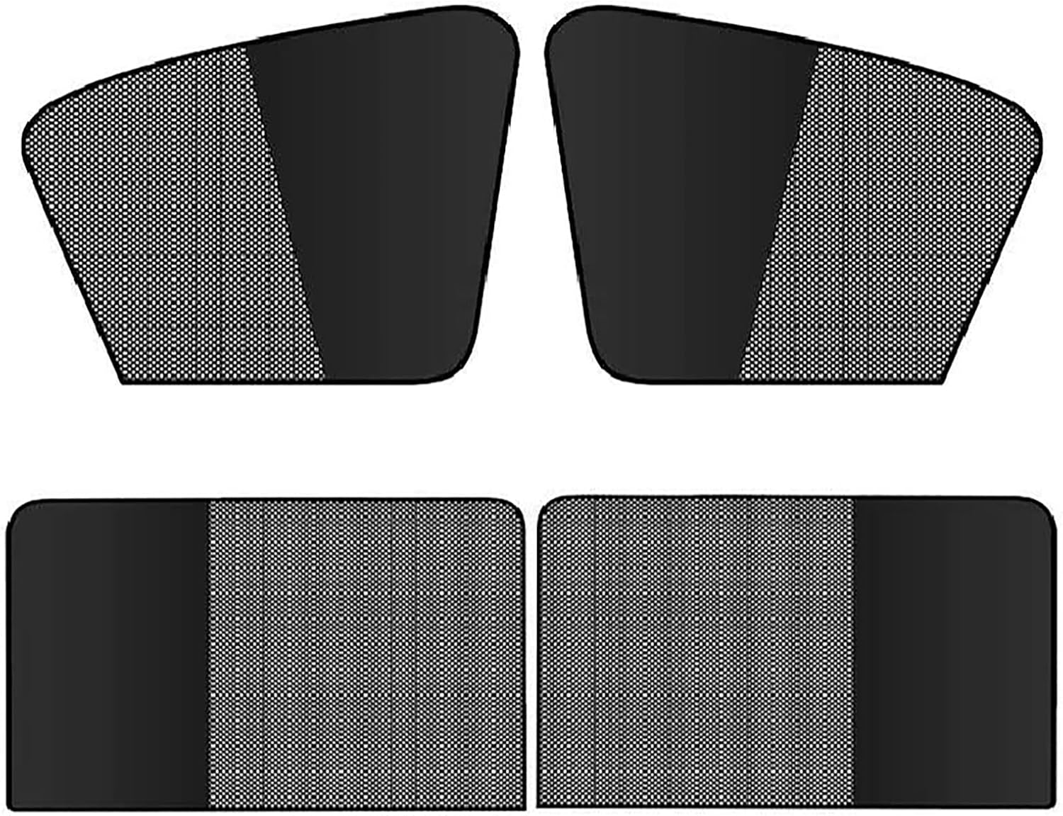 Shakas 4 PCS Side Window Shade, Semi-light-blocking and Semi-Transparent Sun-proof Heat-insulating Curtains, Adsorption-installed Car Window Free-lifting and Breathable Mesh Cover, for Cars (Black)