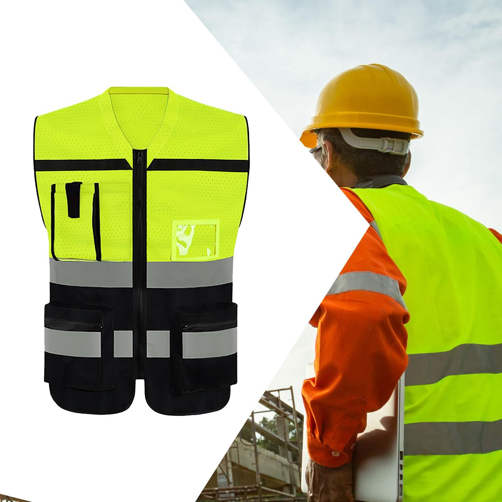 MagiDeal Chaleco reflectante con bolsillos con cremallera, ropa para hombres y mujeres para correr, pasear perros
