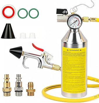 MR CARTOOL AC Flush Kit, Auto Air Conditioner System Flush Kit R134A R12 R22 R404 R410A Home HVAC Flushing Tool with 3.5FT Rubber Hose, 220PSI Gauge and Air Fittings