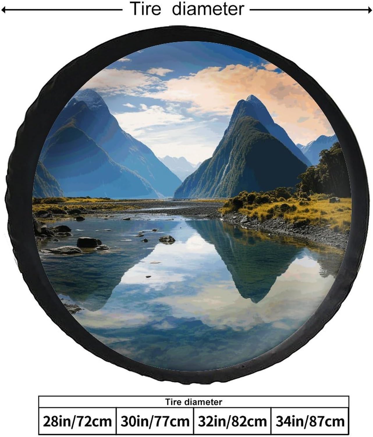 28"-34" Thickening Spare Tire Cover Fiordland National Park Waterproof Leather Tire Wheel Cover for Trailer Jeep RV SUV