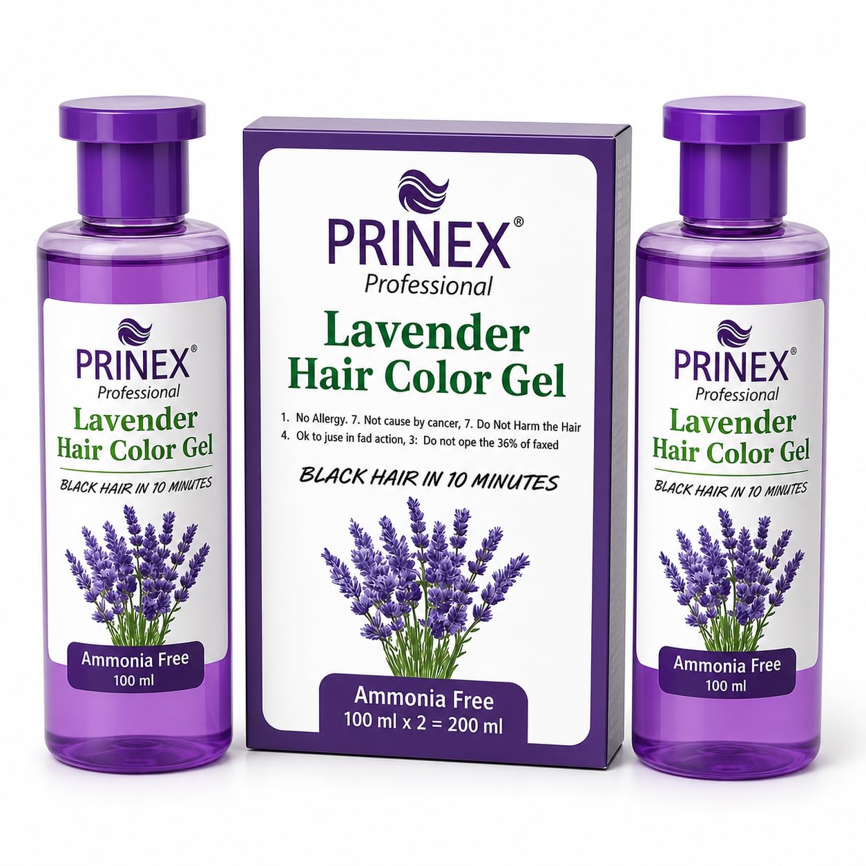 Prinex Professional Lavender Hair Colour Gel, Ammonia Free, 200ml | Black Hair in 10 Minutes, 100% Grey Coverage, Natural Ingredients, For All Hair Types, No Parabens & Sulphates-picture-26