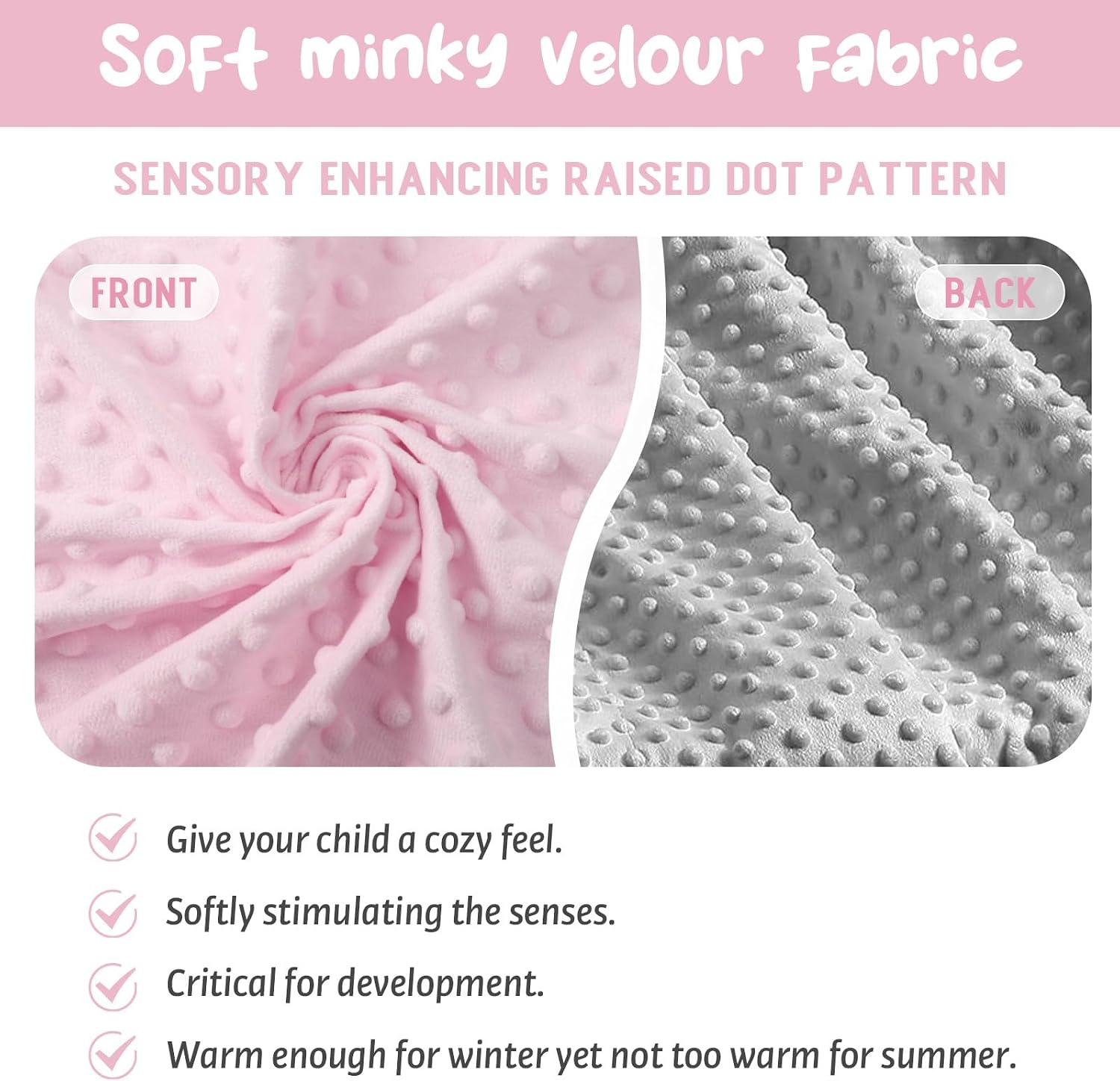 Personalized Baby Blanket for Girls Swaddle Blanket with Baby's Name Date Icon, Evulum Custom Baby Gift for Newborn Infant Soft Plush Dot Blanket Pink Grey(30"x40")