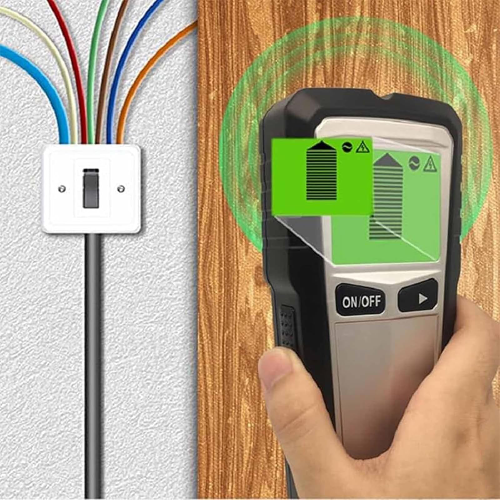 Elektroniczny wykrywacz kołków ściennych, skaner ścienny z wyświetlaczem LCD i sygnalizacją dźwiękową, automatyczne wykrywanie kalibracji, do przewodów AC, drewna i metalu