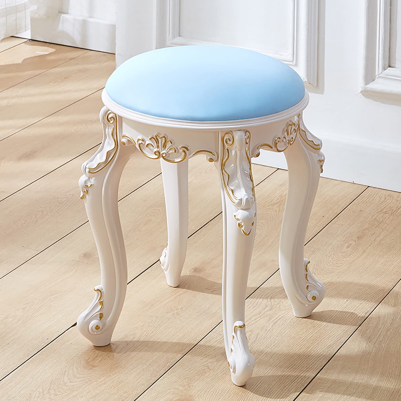 Taburete de maquillaje de terciopelo con asiento acolchado suave y patas de resina estables